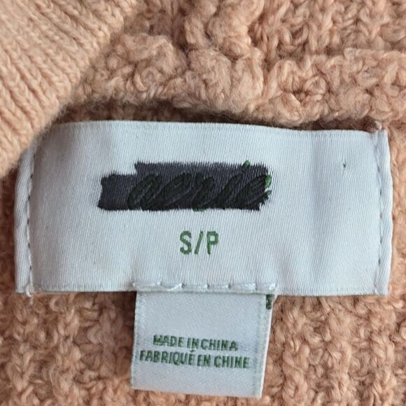 Aerie CozyUp WH44K0K‎ Womens Small Petite Peach Waffle Sweater Hoodie - Picture 4 of 7